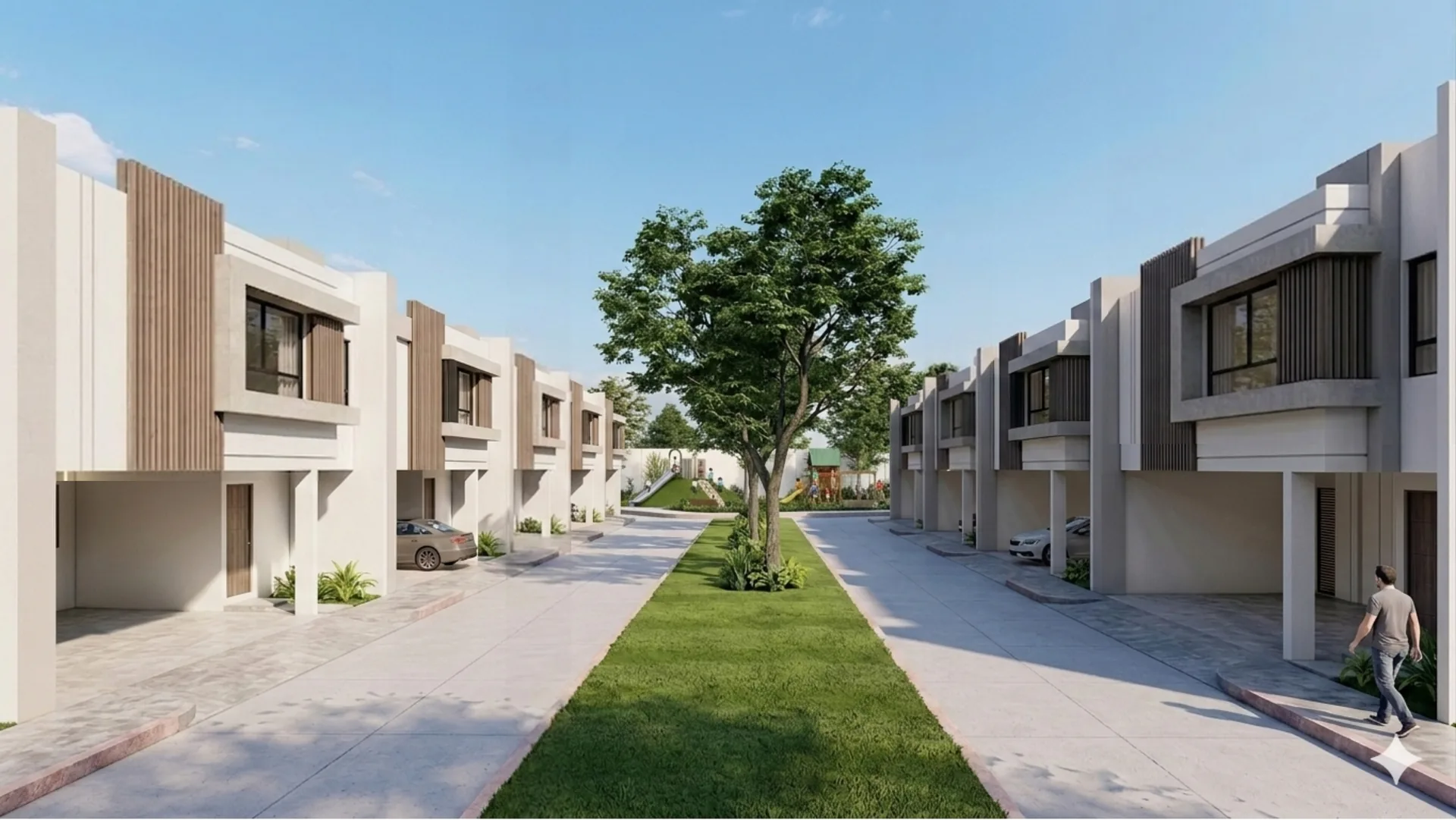 Calle de residencias y fachadas de Anara Residencial